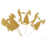 Maxbell 6pcs Bride Groom Cupcake Picks Cake Toppers Wedding Party Decorations Gold