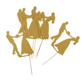 Maxbell 6pcs Bride Groom Cupcake Picks Cake Toppers Wedding Party Decorations Gold