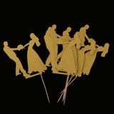 Maxbell 6pcs Bride Groom Cupcake Picks Cake Toppers Wedding Party Decorations Gold