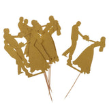 Maxbell 6pcs Bride Groom Cupcake Picks Cake Toppers Wedding Party Decorations Gold
