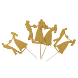 Maxbell 6pcs Bride Groom Cupcake Picks Cake Toppers Wedding Party Decorations Gold