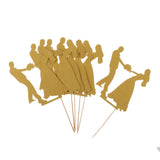 Maxbell 6pcs Bride Groom Cupcake Picks Cake Toppers Wedding Party Decorations Gold