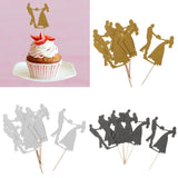 Maxbell 6pcs Bride Groom Cupcake Picks Cake Toppers Wedding Party Decorations Gold