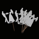 Maxbell 6pcs Bride Groom Cupcake Picks Cake Toppers Wedding Party Decorations Silver