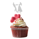 Maxbell 6pcs Bride Groom Cupcake Picks Cake Toppers Wedding Party Decorations Silver