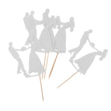 Maxbell 6pcs Bride Groom Cupcake Picks Cake Toppers Wedding Party Decorations Silver