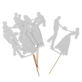 Maxbell 6pcs Bride Groom Cupcake Picks Cake Toppers Wedding Party Decorations Silver