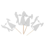 Maxbell 6pcs Bride Groom Cupcake Picks Cake Toppers Wedding Party Decorations Silver