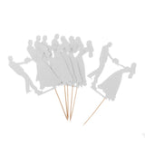 Maxbell 6pcs Bride Groom Cupcake Picks Cake Toppers Wedding Party Decorations Silver