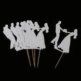 Maxbell 6pcs Bride Groom Cupcake Picks Cake Toppers Wedding Party Decorations Silver