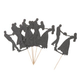 Maxbell 6pcs Bride Groom Cupcake Picks Cake Toppers Wedding Party Decorations Black