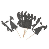 Maxbell 6pcs Bride Groom Cupcake Picks Cake Toppers Wedding Party Decorations Black