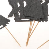 Maxbell 6pcs Bride Groom Cupcake Picks Cake Toppers Wedding Party Decorations Black