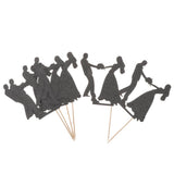 Maxbell 6pcs Bride Groom Cupcake Picks Cake Toppers Wedding Party Decorations Black