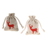 Maxbell 10pcs Cotton Linen Deer Elk Jewelry Pouch Drawstring Gift Bag Wedding Favor