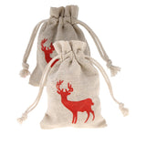 Maxbell 10pcs Cotton Linen Deer Elk Jewelry Pouch Drawstring Gift Bag Wedding Favor