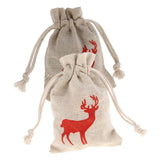 Maxbell 10pcs Cotton Linen Deer Elk Jewelry Pouch Drawstring Gift Bag Wedding Favor