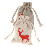 Maxbell 10pcs Cotton Linen Deer Elk Jewelry Pouch Drawstring Gift Bag Wedding Favor