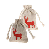 Maxbell 10pcs Cotton Linen Deer Elk Jewelry Pouch Drawstring Gift Bag Wedding Favor