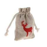 Maxbell 10pcs Cotton Linen Deer Elk Jewelry Pouch Drawstring Gift Bag Wedding Favor