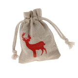 Maxbell 10pcs Cotton Linen Deer Elk Jewelry Pouch Drawstring Gift Bag Wedding Favor