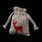 Maxbell 10pcs Cotton Linen Deer Elk Jewelry Pouch Drawstring Gift Bag Wedding Favor