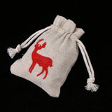 Maxbell 10pcs Cotton Linen Deer Elk Jewelry Pouch Drawstring Gift Bag Wedding Favor