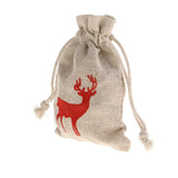 Maxbell 10pcs Vintage Cotton Deer Elk Jewelry Pouch Drawstring Gift Bag Party Favor