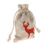 Maxbell 10pcs Vintage Cotton Deer Elk Jewelry Pouch Drawstring Gift Bag Party Favor