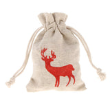 Maxbell 10pcs Vintage Cotton Deer Elk Jewelry Pouch Drawstring Gift Bag Party Favor