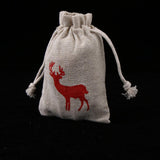 Maxbell 10pcs Vintage Cotton Deer Elk Jewelry Pouch Drawstring Gift Bag Party Favor