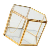 Maxbell Hexagon Brass Glass Geometric Terrarium Succulent Planter Wedding Favors 14 x 14 x 9.5 cm