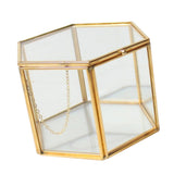 Maxbell Hexagon Brass Glass Geometric Terrarium Succulent Planter Wedding Favors 14 x 14 x 9.5 cm