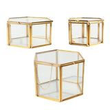 Maxbell Hexagon Brass Glass Geometric Terrarium Succulent Planter Wedding Favors 14 x 14 x 9.5 cm