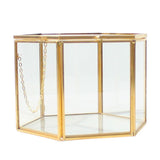Maxbell Hexagon Brass Glass Geometric Terrarium Succulent Planter Wedding Favors 14 x 14 x 9.5 cm
