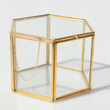 Maxbell Hexagon Brass Glass Geometric Terrarium Succulent Planter Wedding Favors 14 x 14 x 9.5 cm