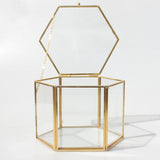 Maxbell Hexagon Brass Glass Geometric Terrarium Succulent Planter Wedding Favors 14 x 14 x 9.5 cm
