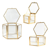 Maxbell Hexagon Brass Glass Geometric Terrarium Succulent Planter Wedding Favors 14 x 14 x 9.5 cm