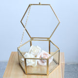 Maxbell Hexagon Brass Glass Geometric Terrarium Succulent Planter Wedding Favors 12.5 x 12.5 x 6 cm