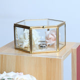 Maxbell Hexagon Brass Glass Geometric Terrarium Succulent Planter Wedding Favors 12.5 x 12.5 x 6 cm