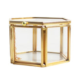 Maxbell Hexagon Brass Glass Geometric Terrarium Succulent Planter Wedding Favors 8 x 6.8 x 4.5 cm