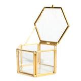 Maxbell Hexagon Brass Glass Geometric Terrarium Succulent Planter Wedding Favors 8 x 6.8 x 4.5 cm