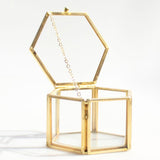 Maxbell Hexagon Brass Glass Geometric Terrarium Succulent Planter Wedding Favors 8 x 6.8 x 4.5 cm