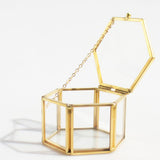 Maxbell Hexagon Brass Glass Geometric Terrarium Succulent Planter Wedding Favors 8 x 6.8 x 4.5 cm