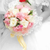 Maxbell Lace Collar Bouquet Holder Wedding Bridal Flower Girls Decoration Pink