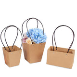 Maxbell Waterproof Kraft Gift Box Packaging Flower Basket Florist Supply 9.5x13x15.5cm