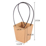 Maxbell Waterproof Kraft Gift Box Packaging Flower Basket Florist Supply 9.5x13x15.5cm