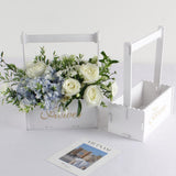 Maxbell Handmade Flower Basket Wooden Flower Pot Home Garden Decoration White