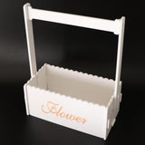 Maxbell Handmade Flower Basket Wooden Flower Pot Home Garden Decoration White