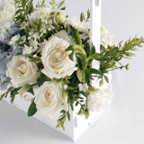 Maxbell Handmade Flower Basket Wooden Flower Pot Home Garden Decoration White
